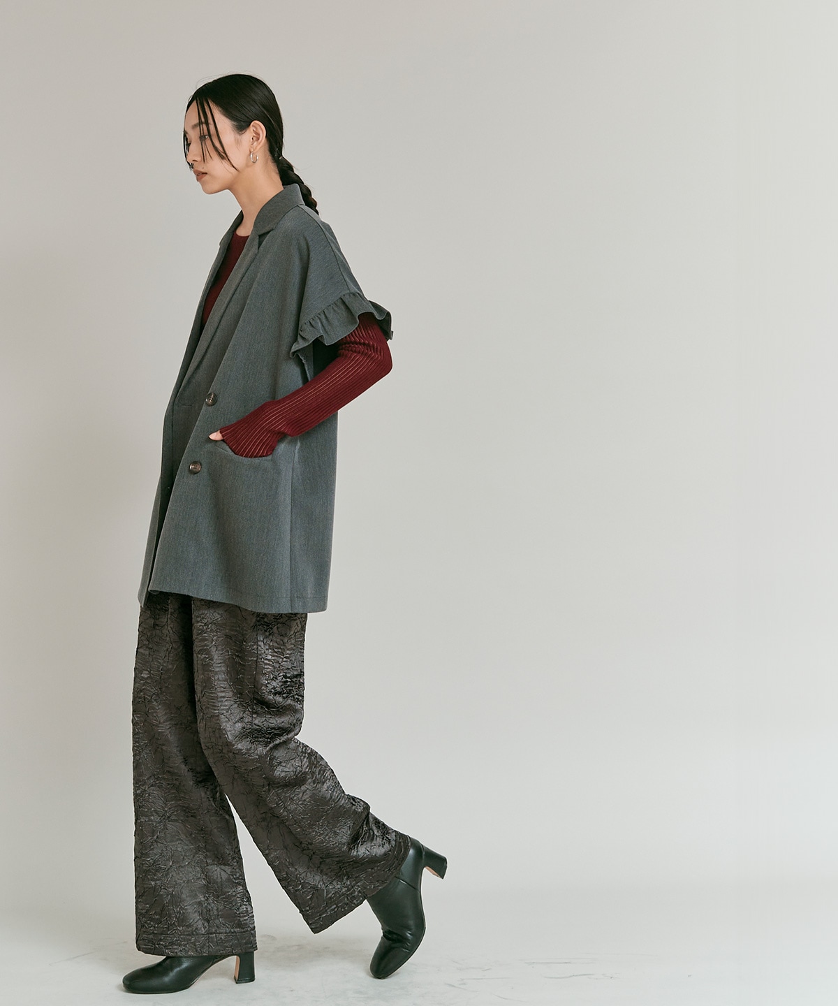 ブライトジャカードコクーンシルエットパンツ 全3色