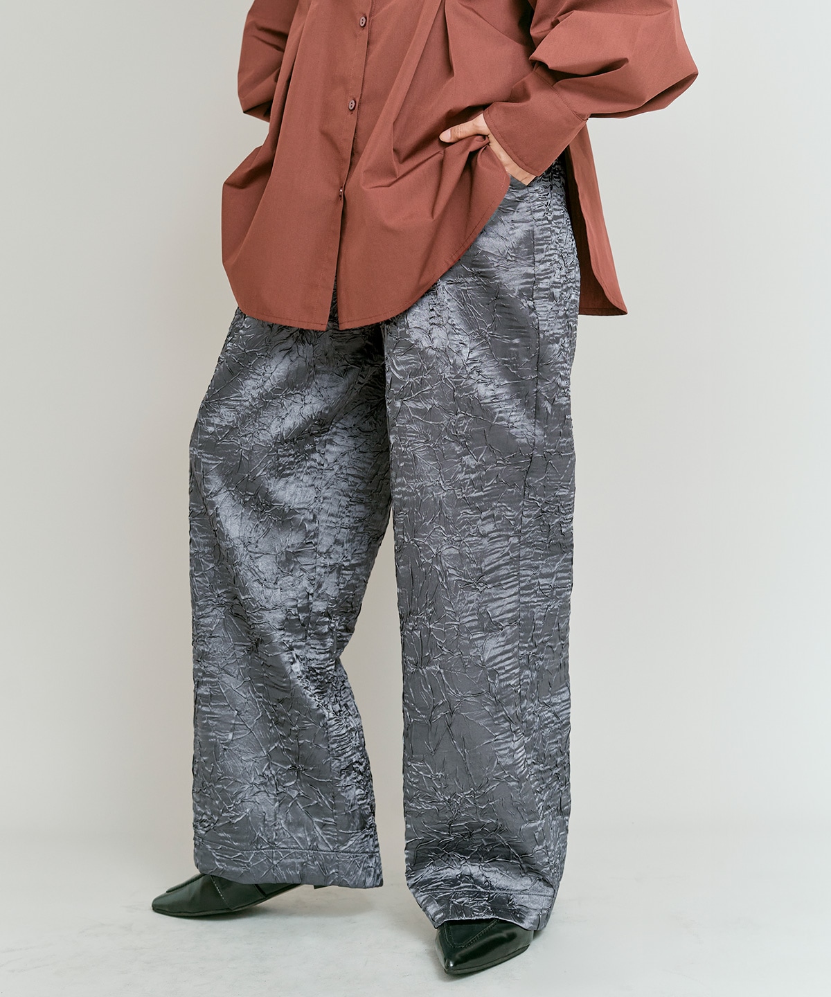 ブライトジャカードコクーンシルエットパンツ 全3色