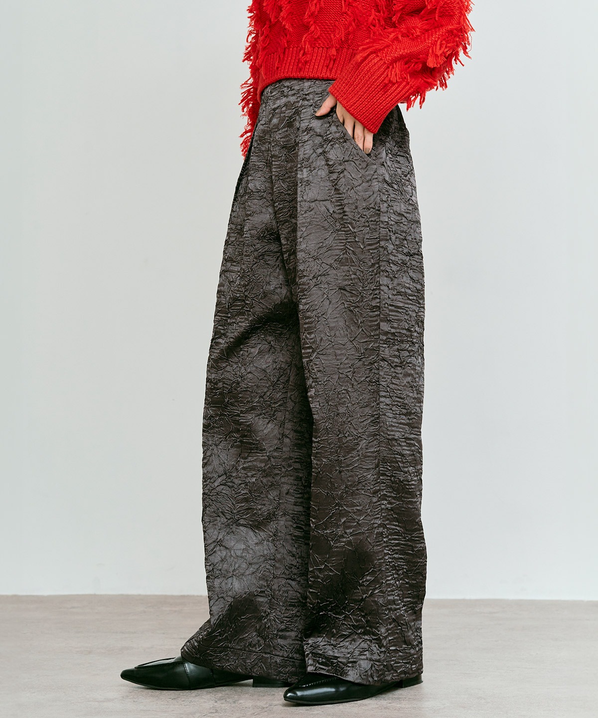 ブライトジャカードコクーンシルエットパンツ 全3色