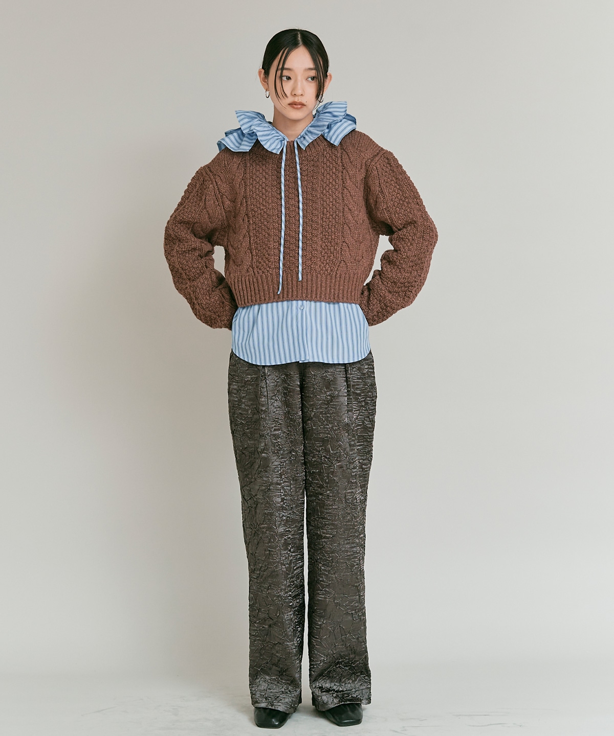 ブライトジャカードコクーンシルエットパンツ 全3色