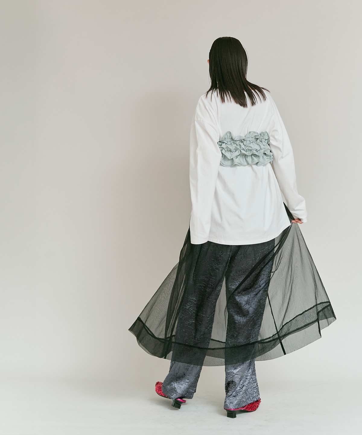 ブライトジャカードコクーンシルエットパンツ 全3色