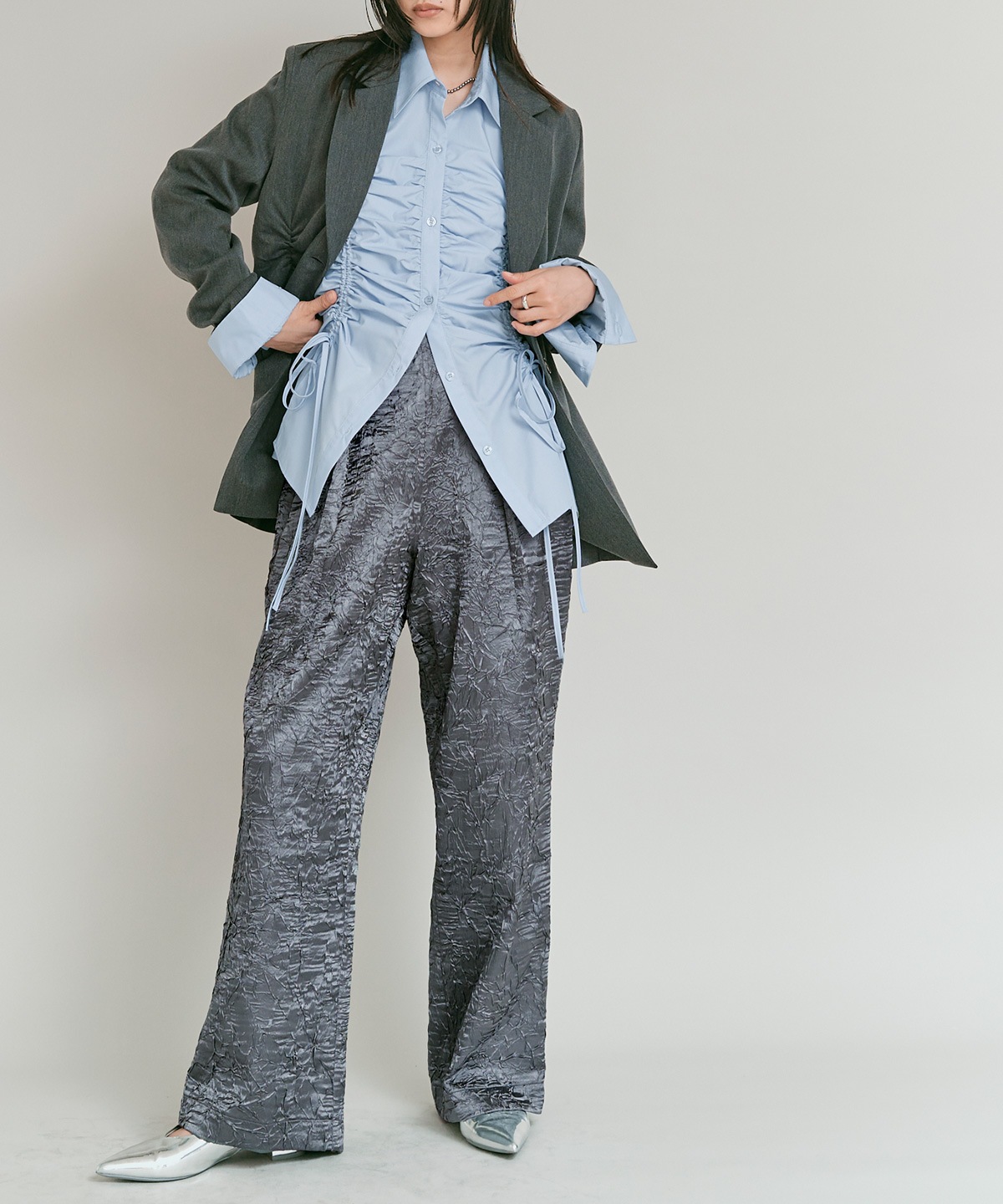 ブライトジャカードコクーンシルエットパンツ 全3色