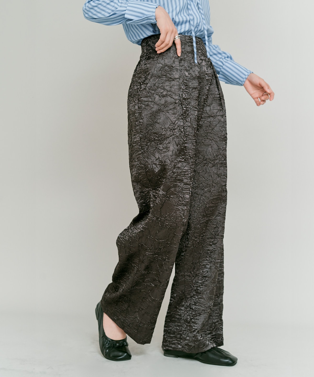 ブライトジャカードコクーンシルエットパンツ 全3色