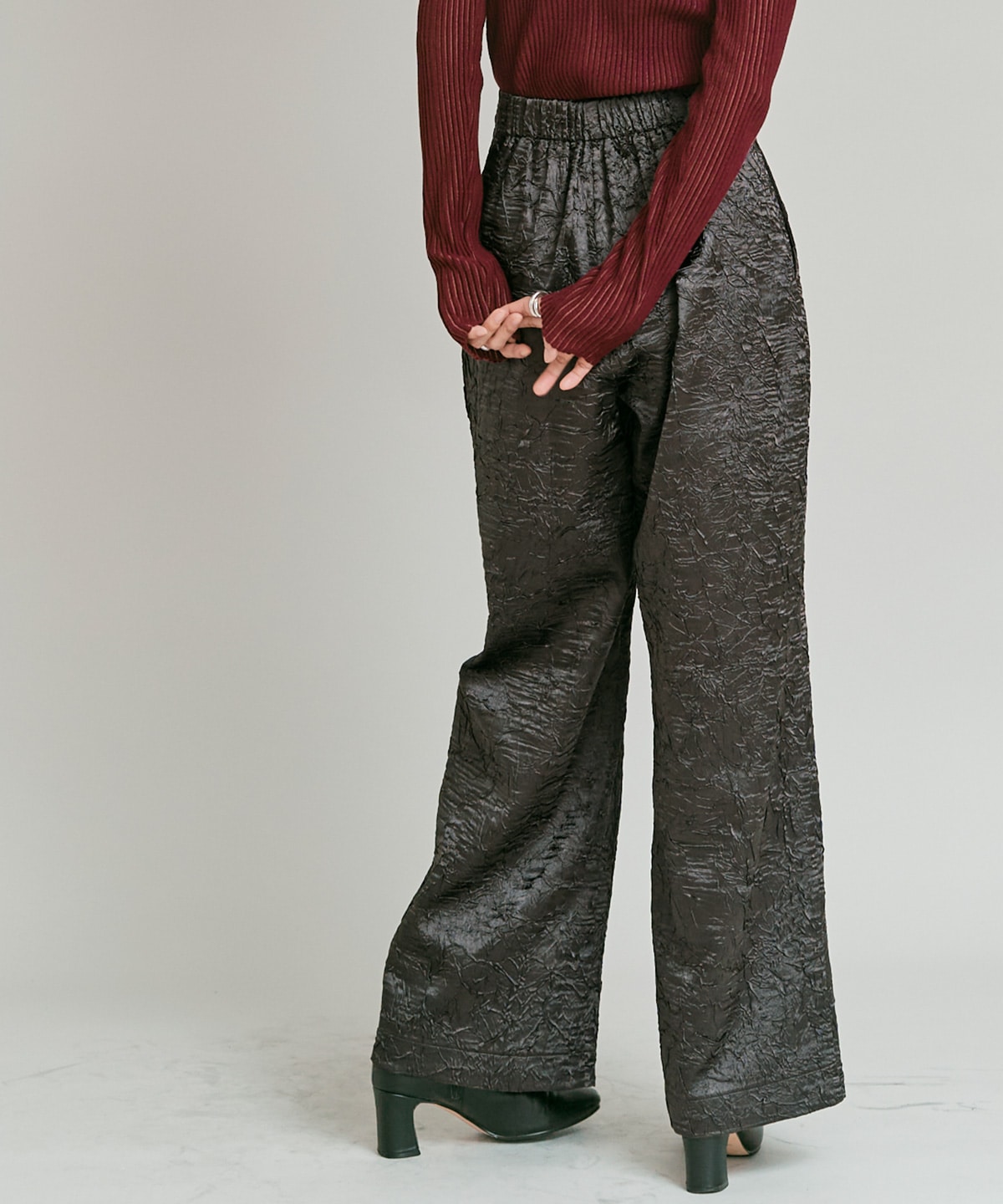 ブライトジャカードコクーンシルエットパンツ 全3色