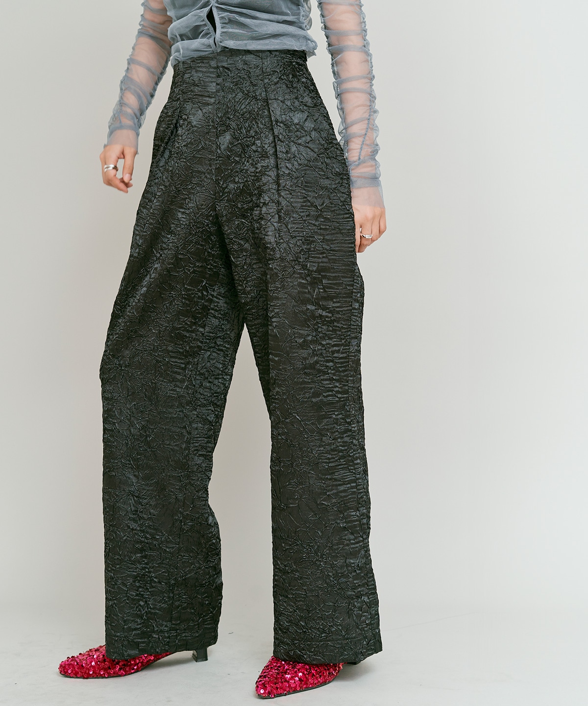 ブライトジャカードコクーンシルエットパンツ 全3色