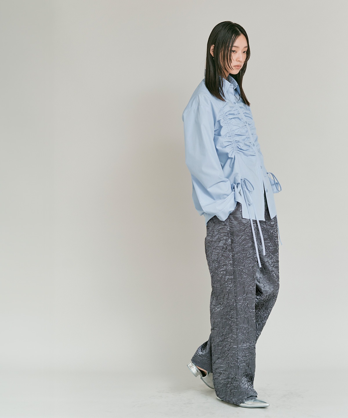 ブライトジャカードコクーンシルエットパンツ 全3色