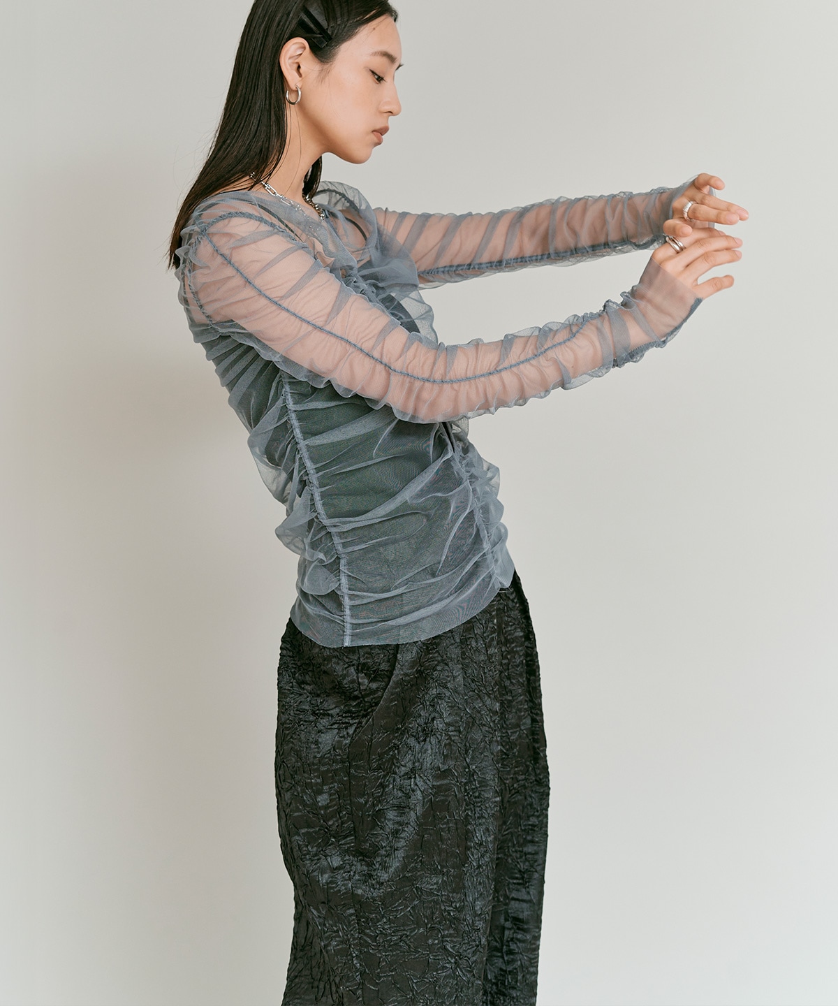 ブライトジャカードコクーンシルエットパンツ 全3色