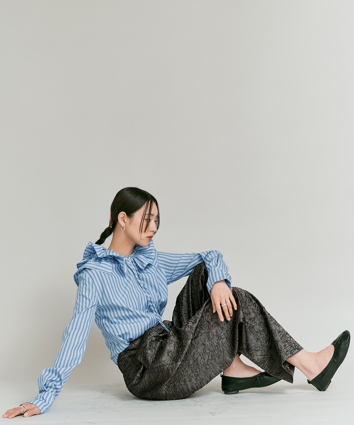 ブライトジャカードコクーンシルエットパンツ 全3色