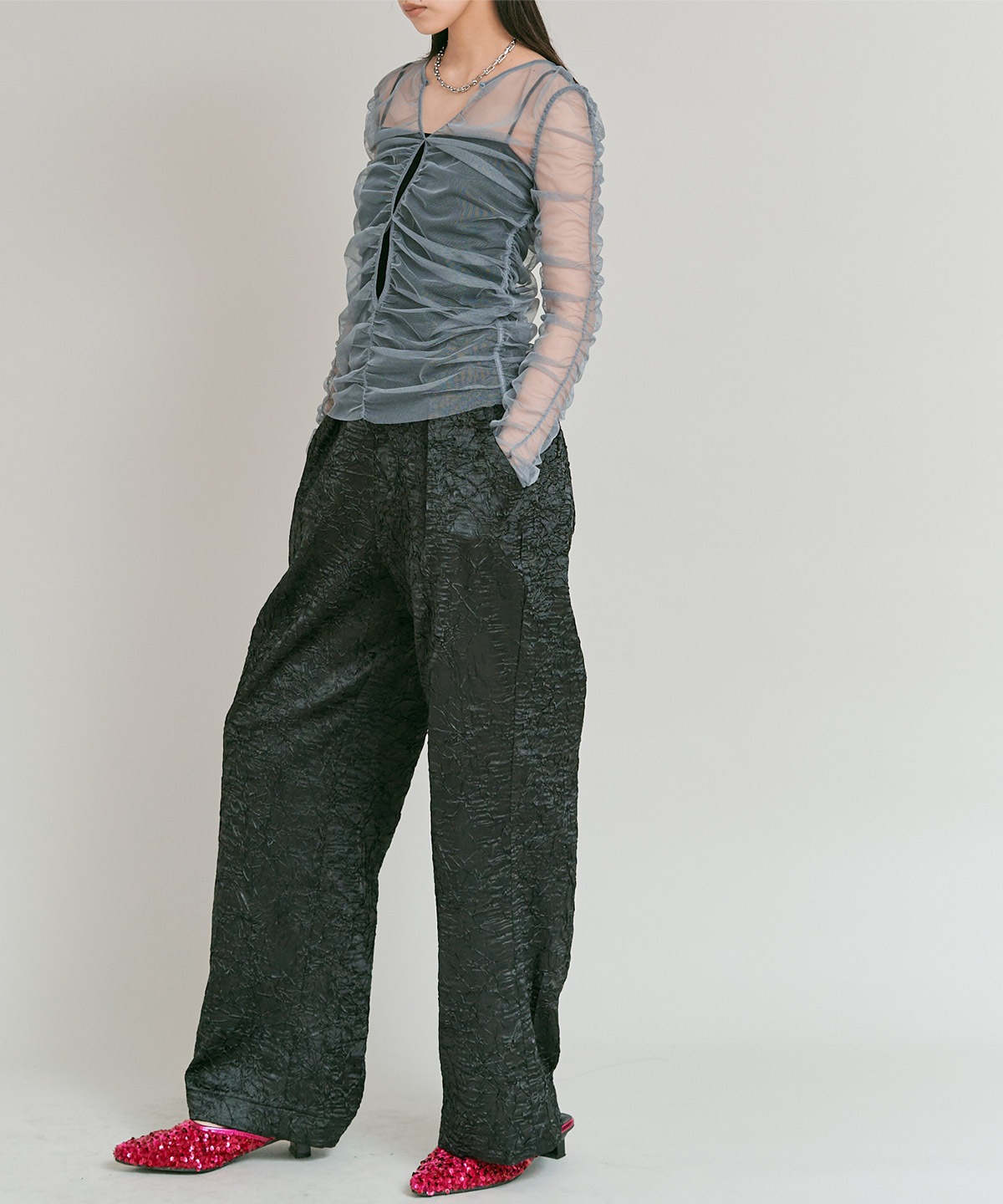 ブライトジャカードコクーンシルエットパンツ 全3色