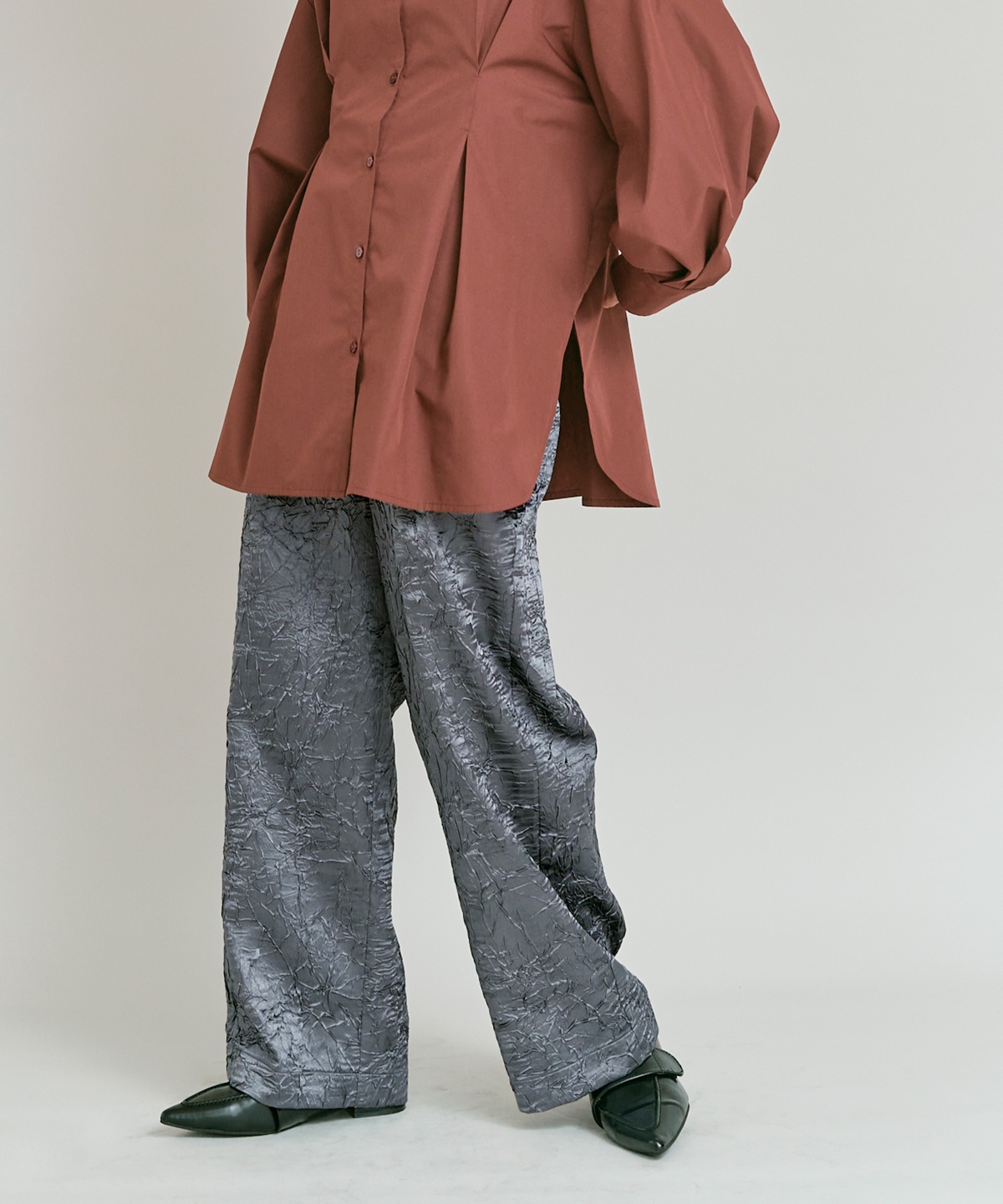 ブライトジャカードコクーンシルエットパンツ 全3色