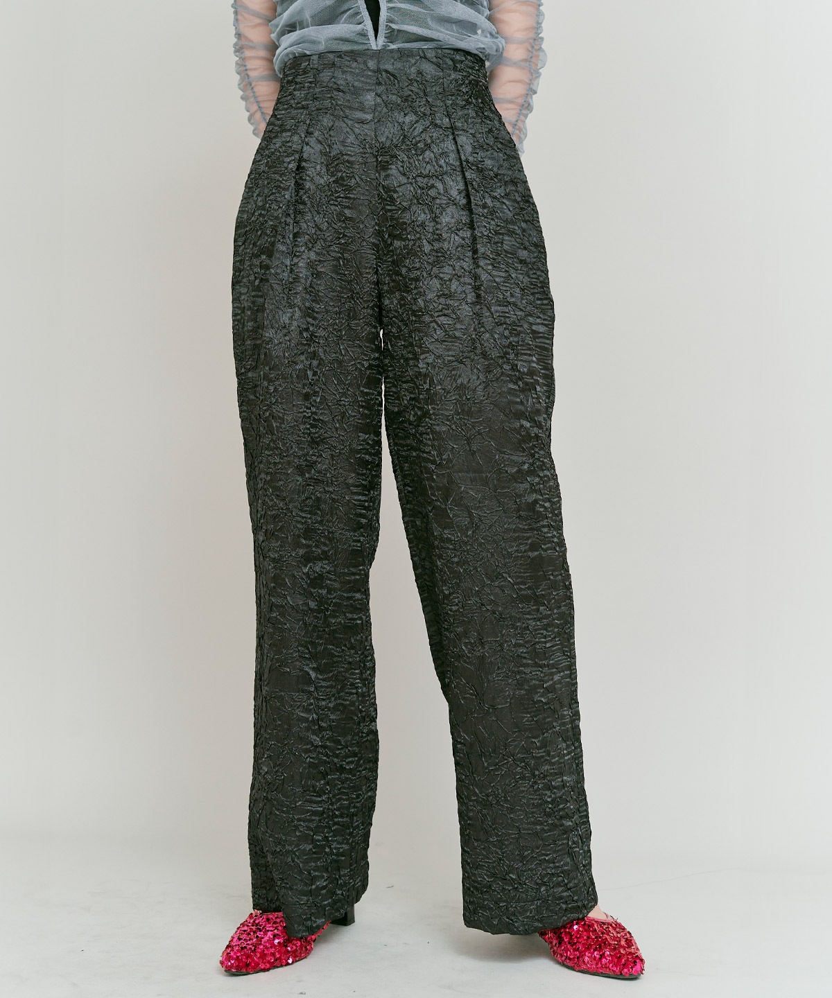 ブライトジャカードコクーンシルエットパンツ 全3色