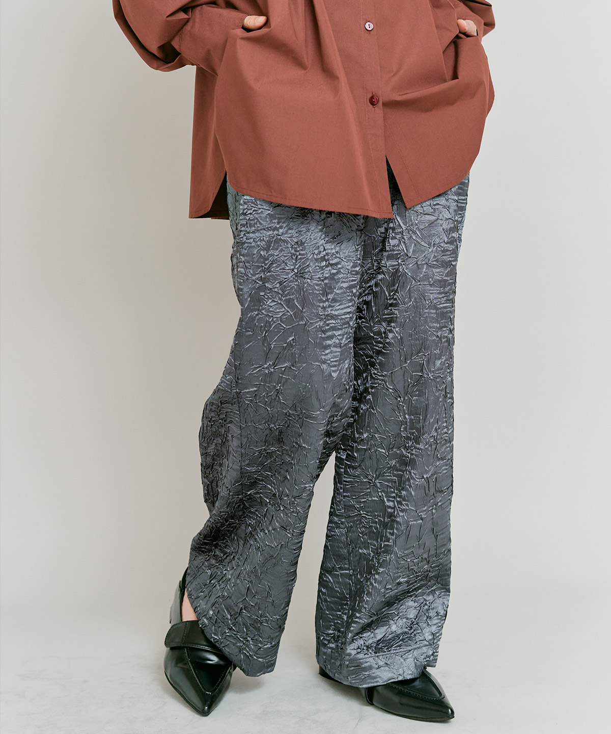 ブライトジャカードコクーンシルエットパンツ 全3色