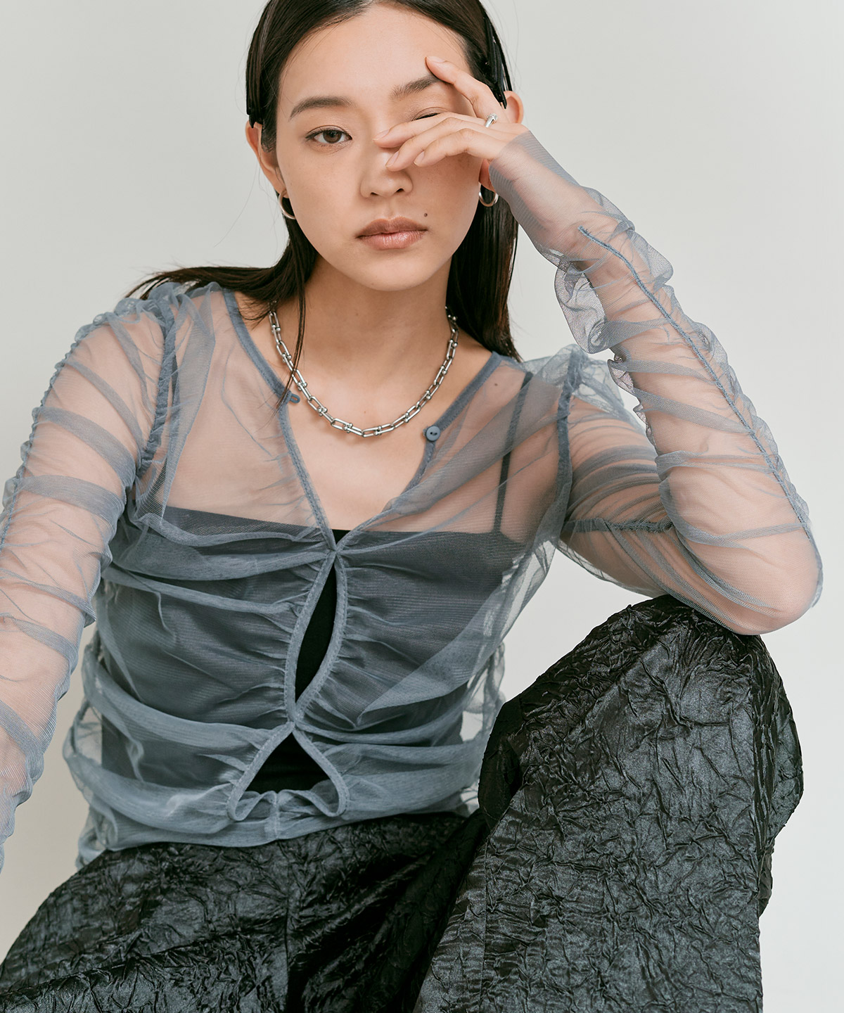 ブライトジャカードコクーンシルエットパンツ 全3色