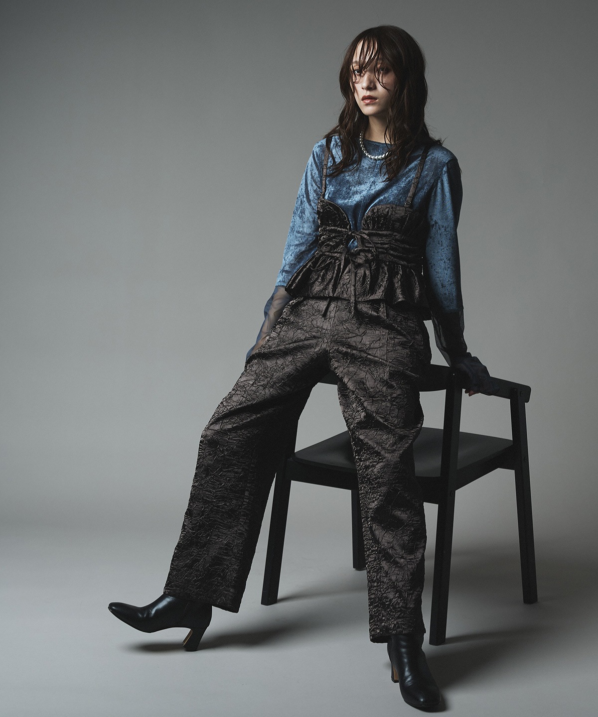 ブライトジャカードコクーンシルエットパンツ 全3色