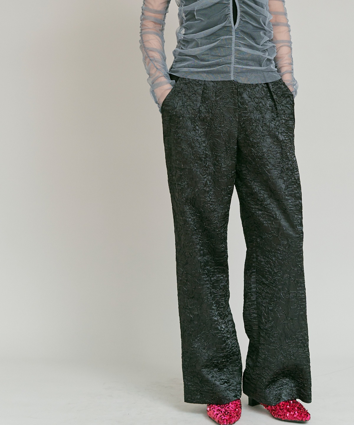 ブライトジャカードコクーンシルエットパンツ 全3色