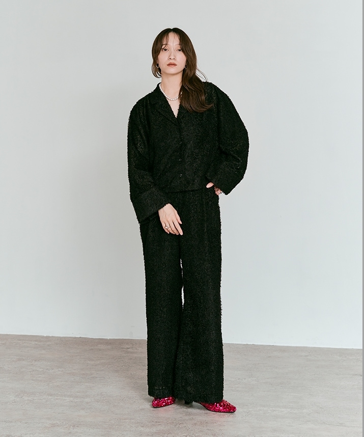 パンツ hatt フェザーヤーンハイウエストタックパンツ 全2色 2サイズ