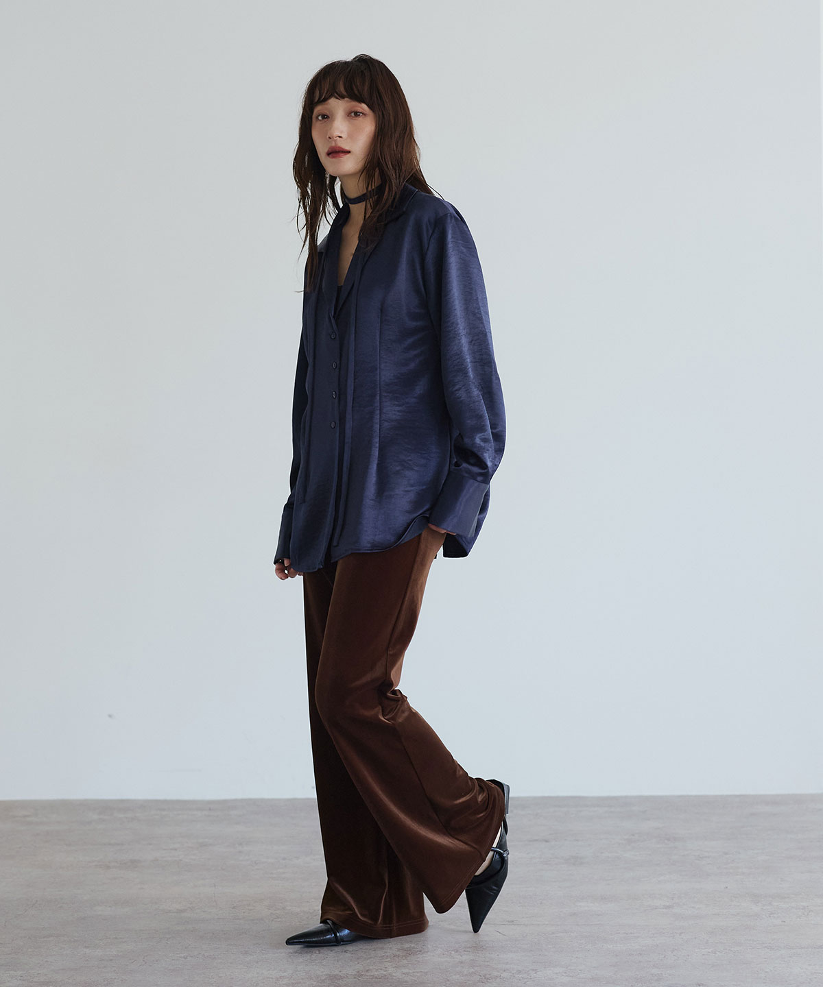 シルキーサテンオーバーシルエットシャツジャケット