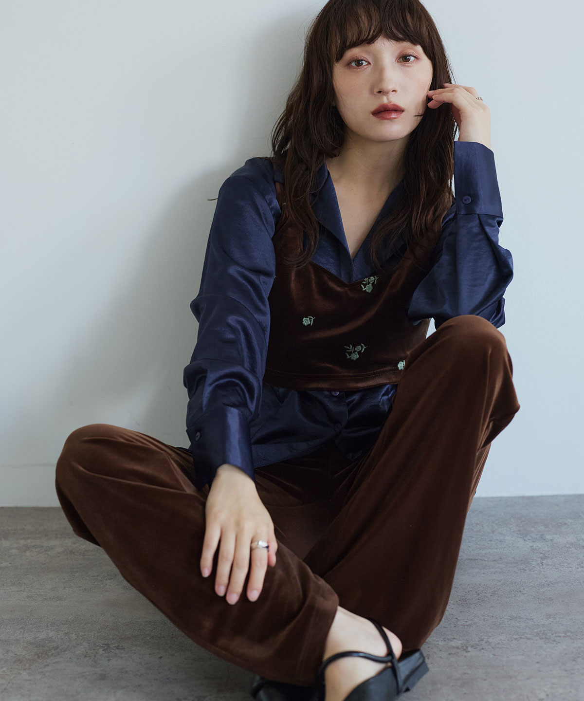 シルキーサテンオーバーシルエットシャツジャケット