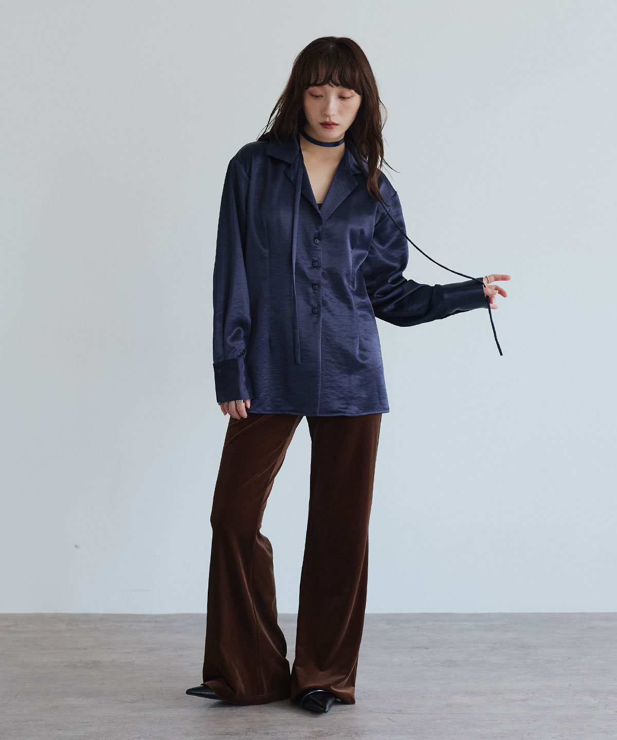 シルキーサテンオーバーシルエットシャツジャケット