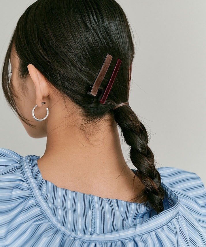 スリムベロアヘアクリップ