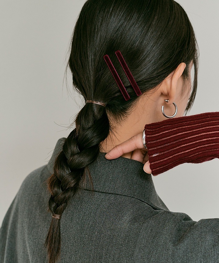 スリムベロアヘアクリップ