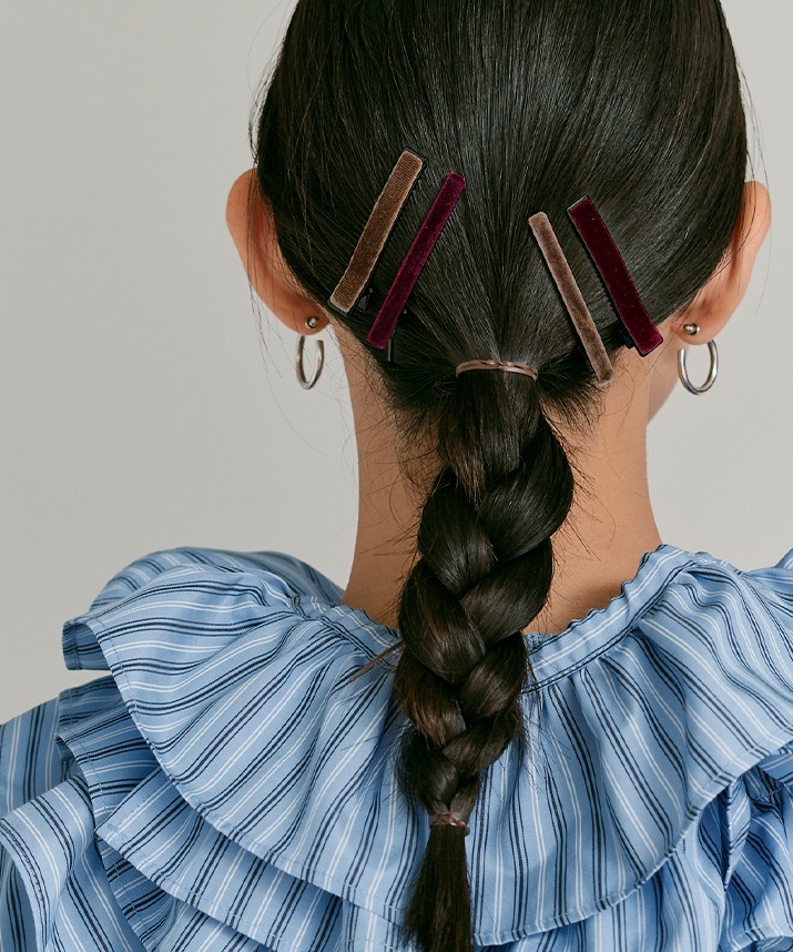 スリムベロアヘアクリップ