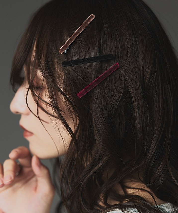 スリムベロアヘアクリップ