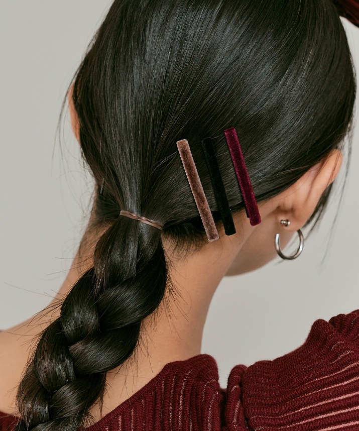 スリムベロアヘアクリップ