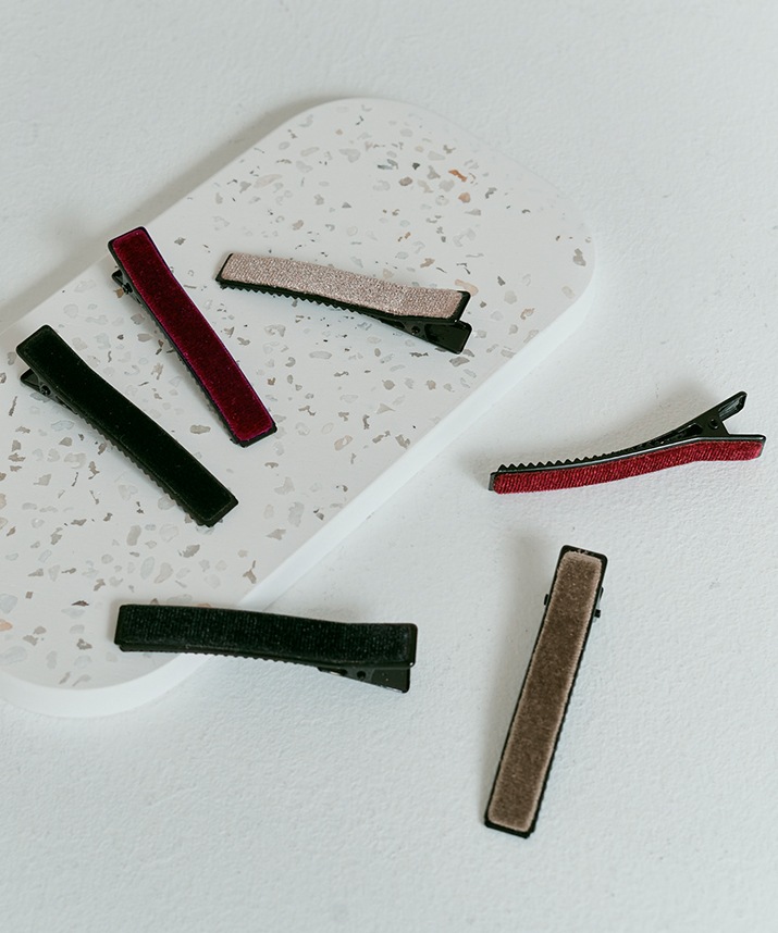 ベロアヘアクリップ 全3色