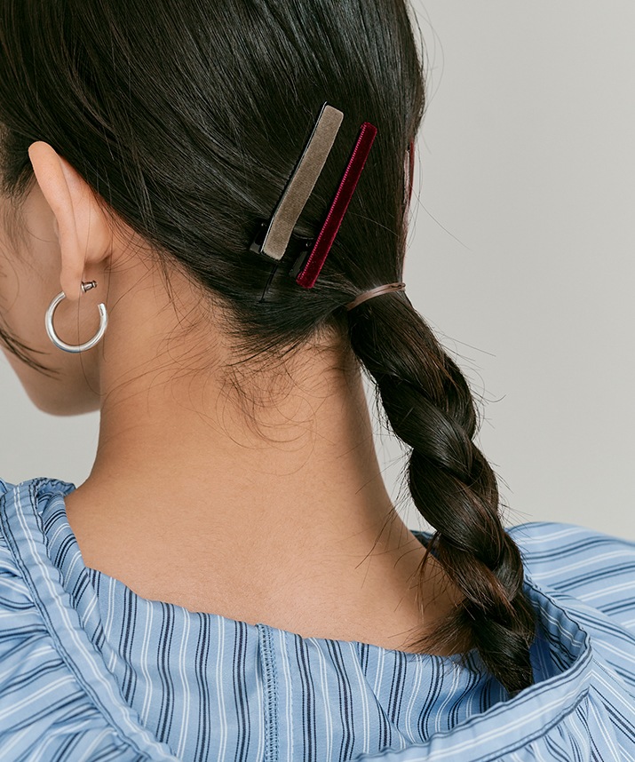 ベロアヘアクリップ 全3色