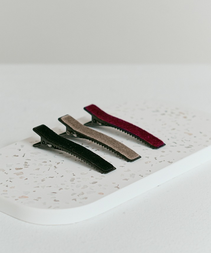 ベロアヘアクリップ 全3色