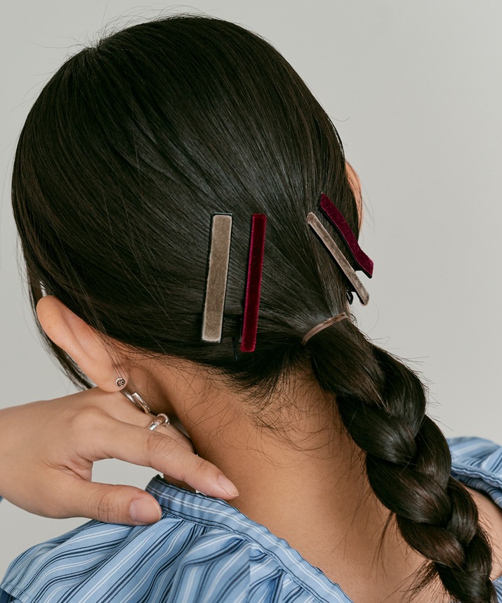 ベロアヘアクリップ 全3色