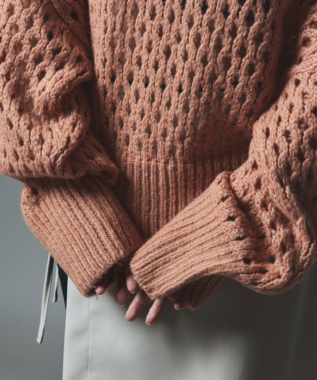 メッシュ編みルーズショートニット 全4色