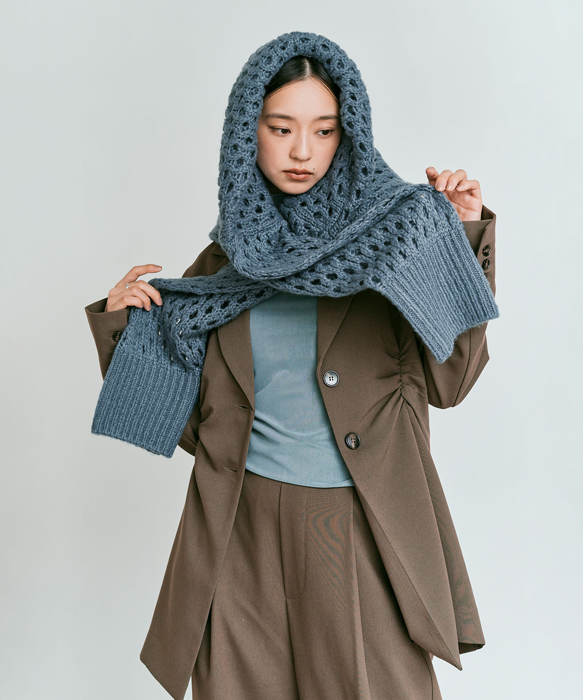 メッシュ編みルーズショートニット 全4色