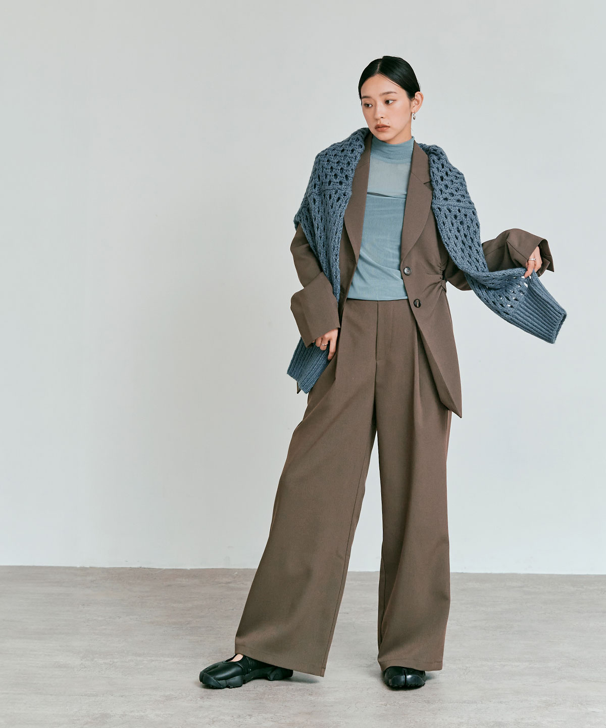 メッシュ編みルーズショートニット 全4色