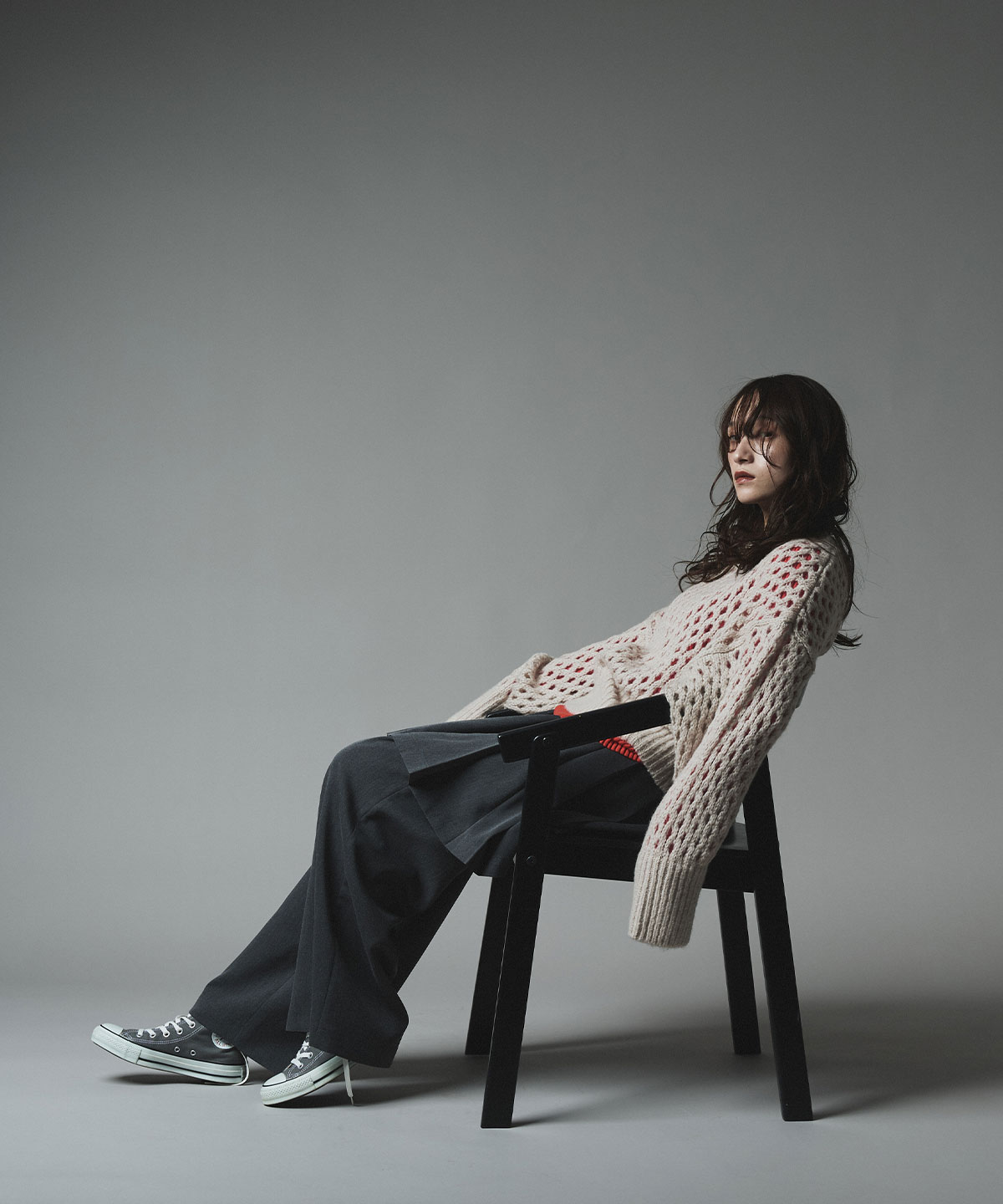 メッシュ編みルーズショートニット 全4色