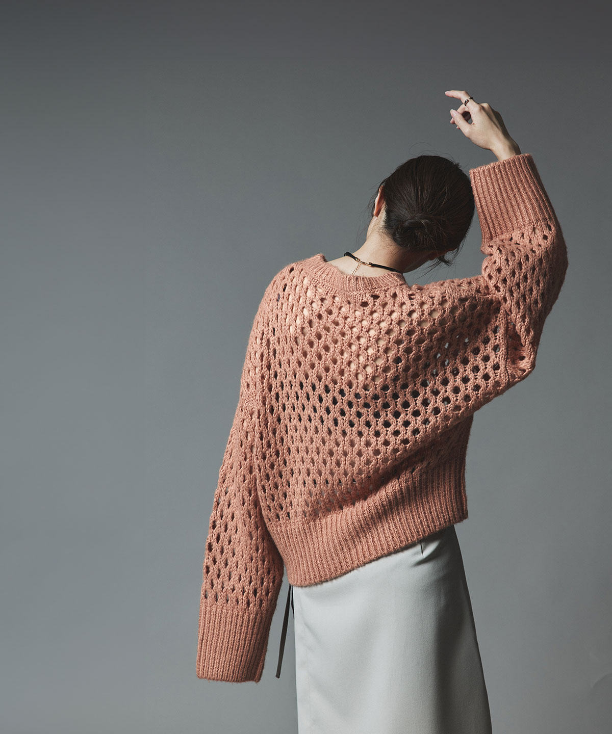 メッシュ編みルーズショートニット 全4色