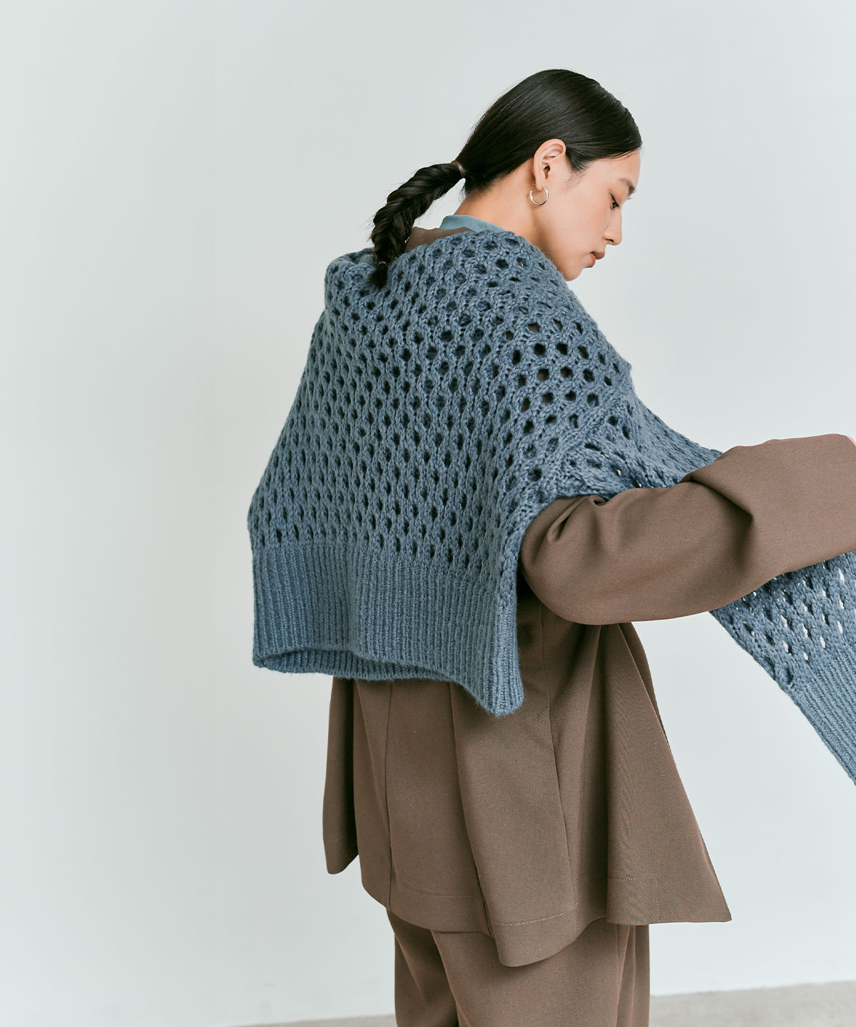 メッシュ編みルーズショートニット 全4色