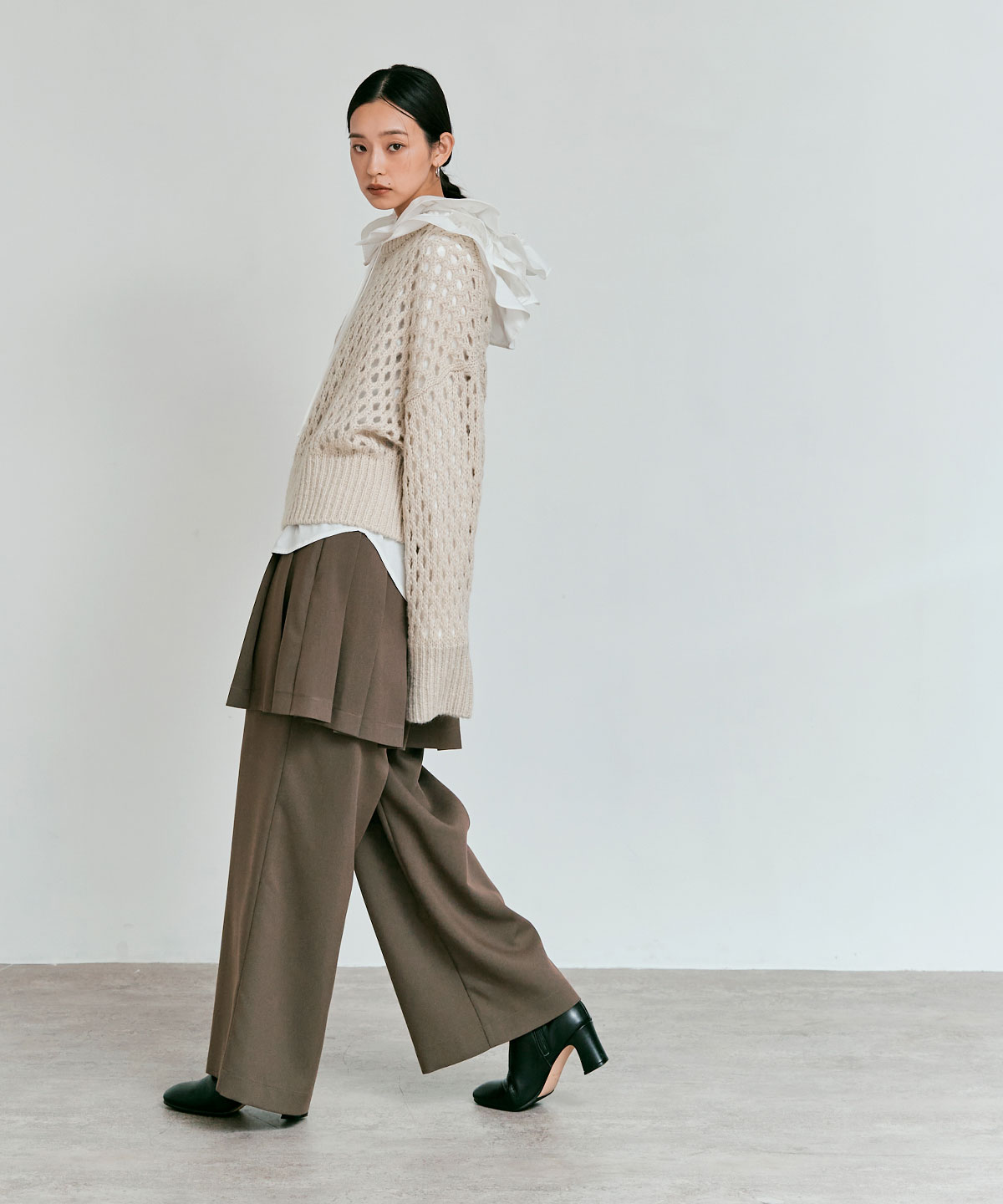 メッシュ編みルーズショートニット 全4色