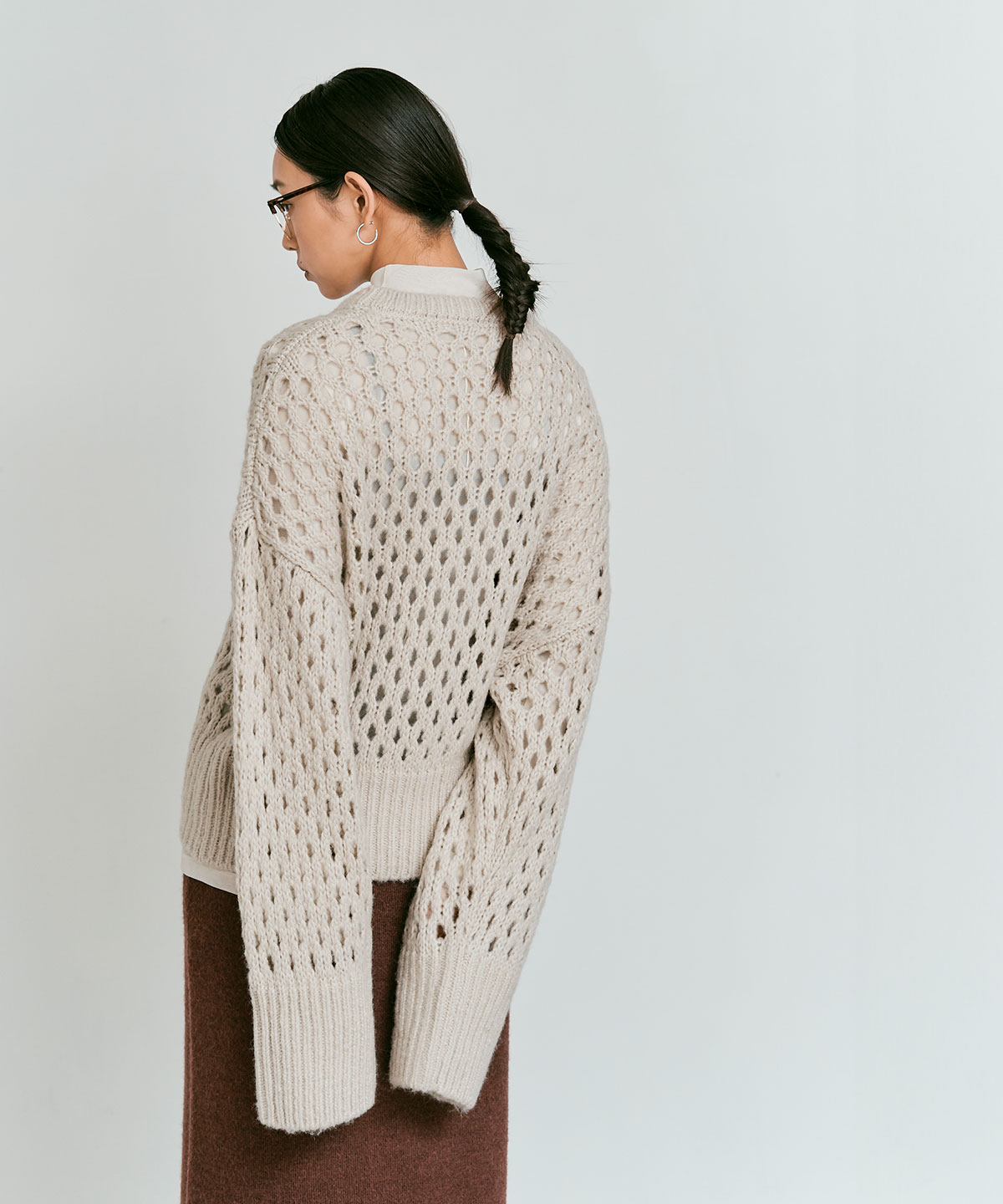 メッシュ編みルーズショートニット 全4色