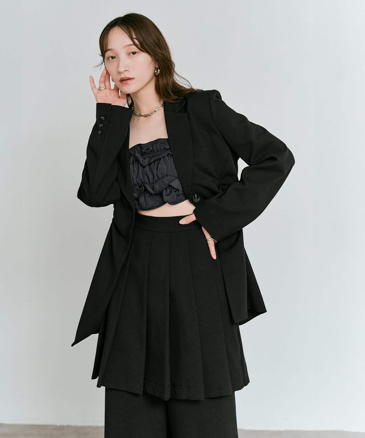 リンクルフリーツイルスカートパンツ 全3色