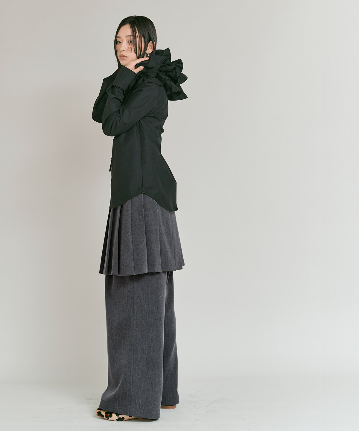 リンクルフリーツイルスカートパンツ 全3色