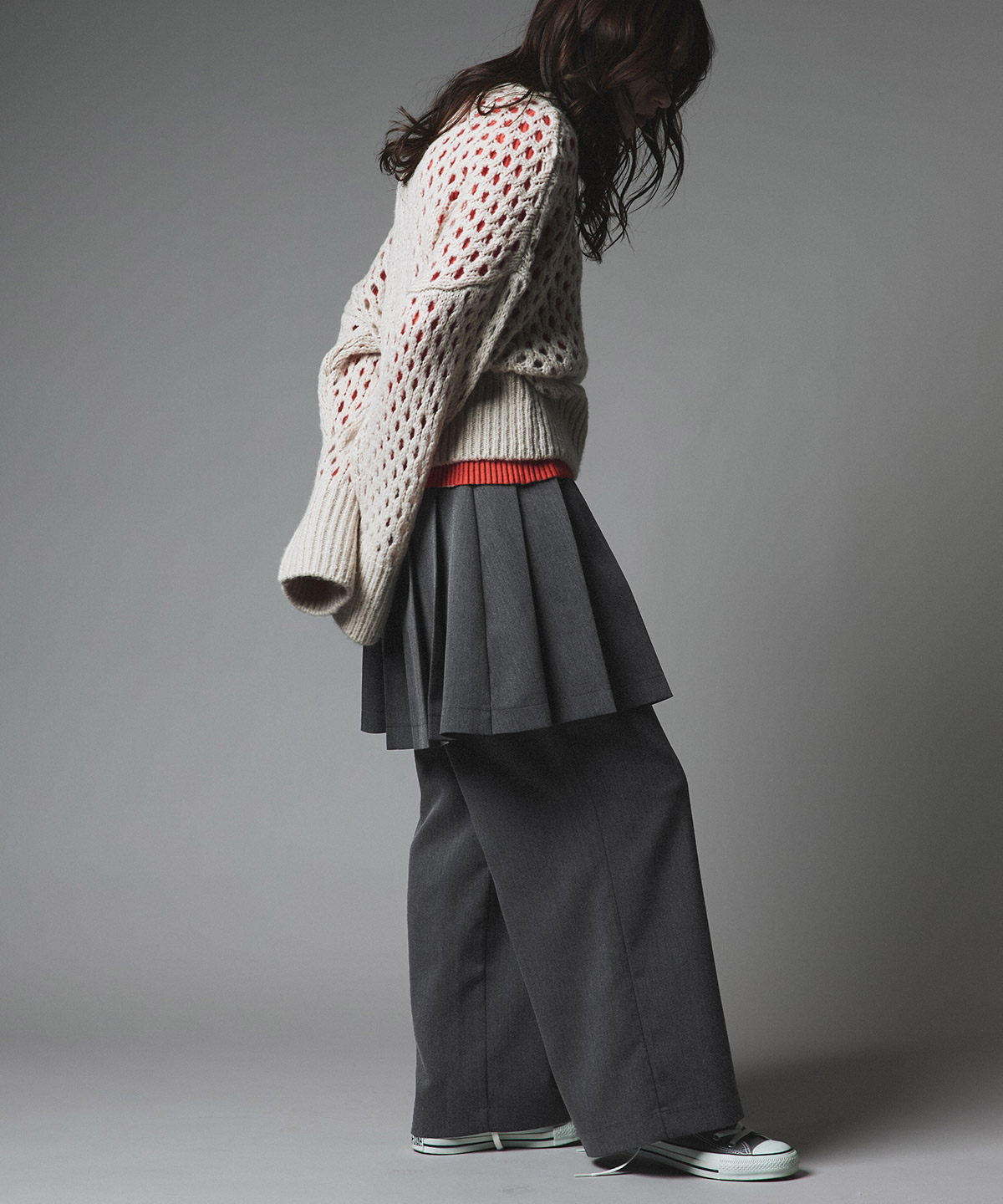 リンクルフリーツイルスカートパンツ 全3色