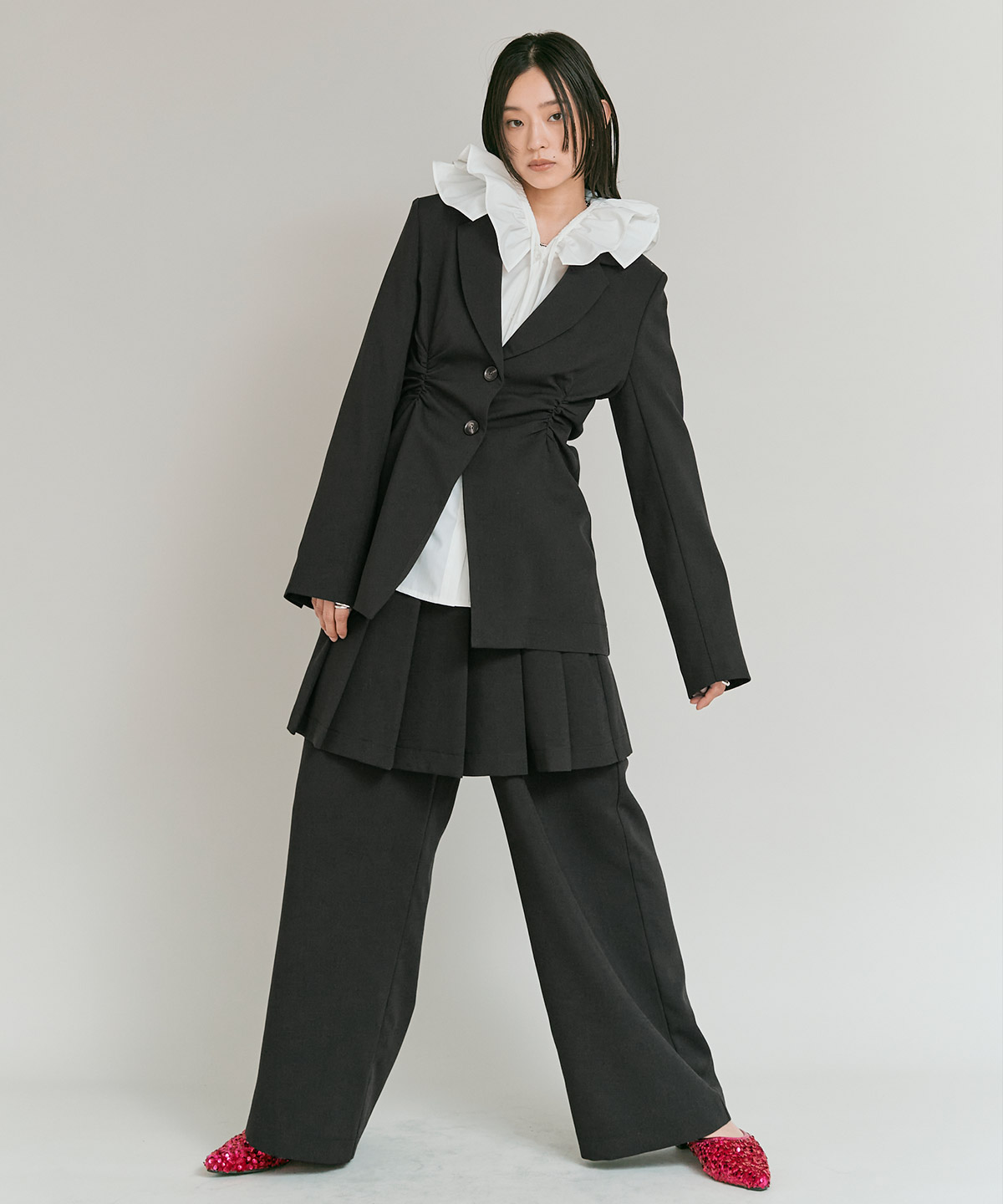 リンクルフリーツイルスカートパンツ 全3色