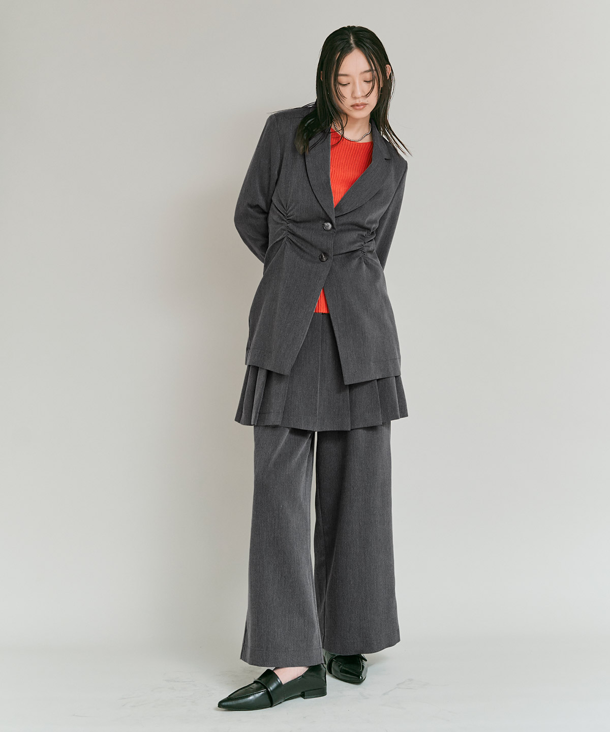 リンクルフリーツイルスカートパンツ 全3色