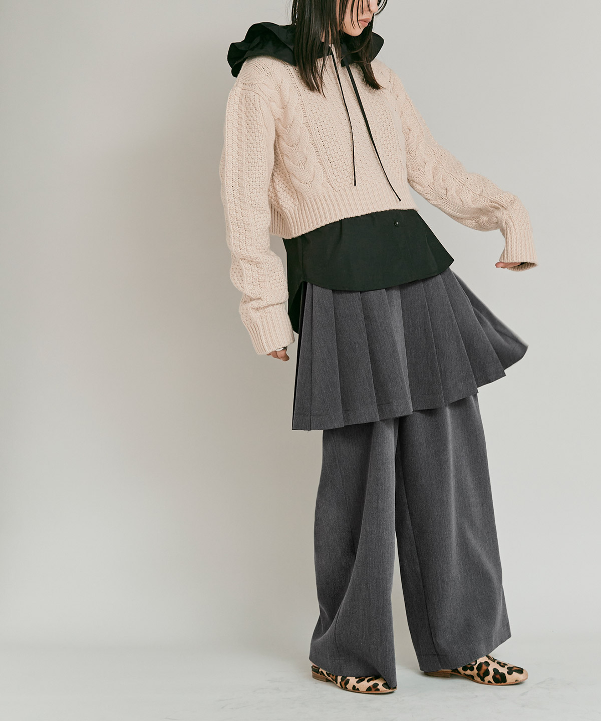 リンクルフリーツイルスカートパンツ 全3色