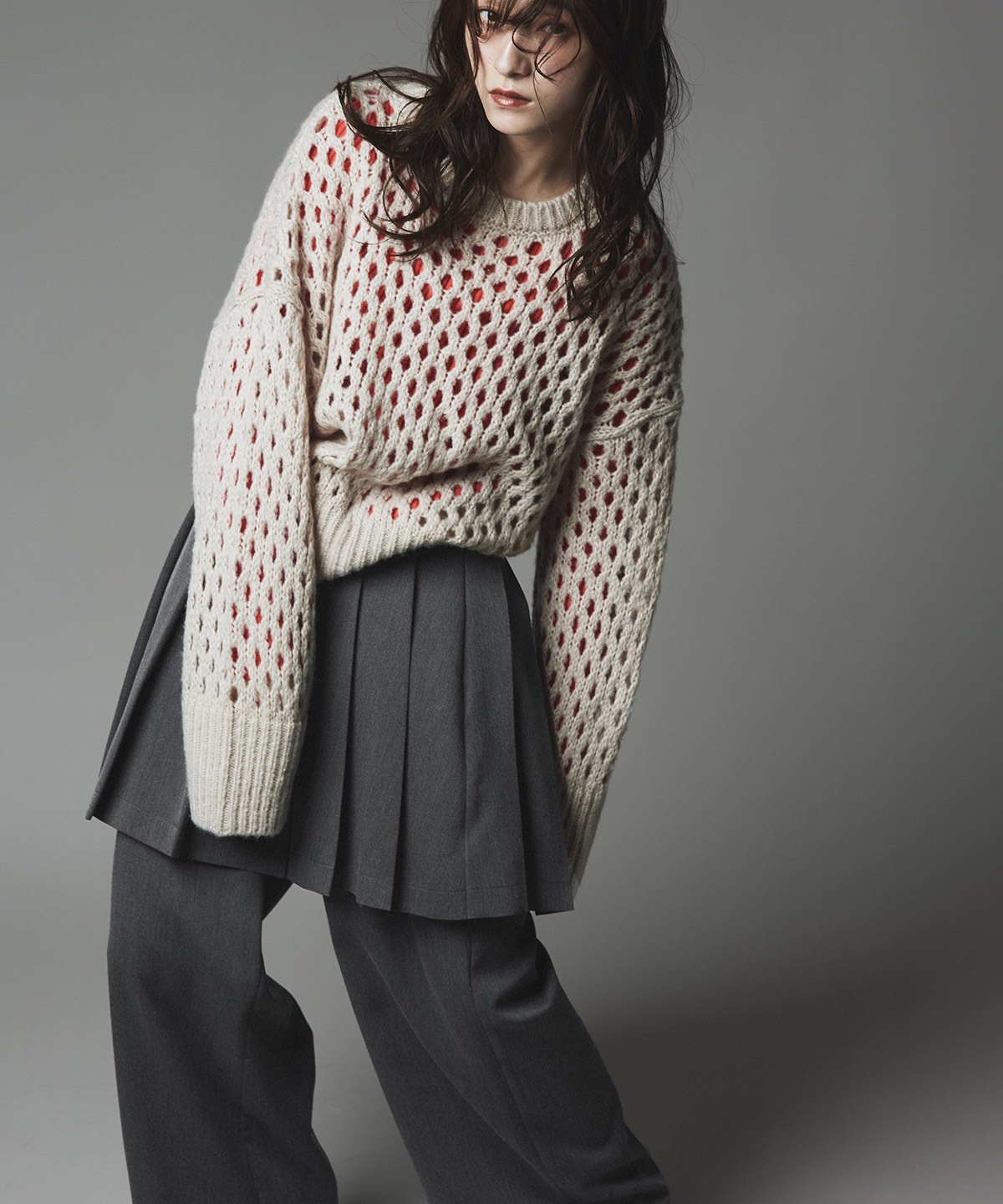 リンクルフリーツイルスカートパンツ 全3色