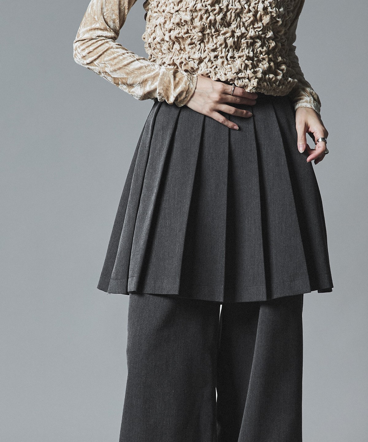 リンクルフリーツイルスカートパンツ 全3色