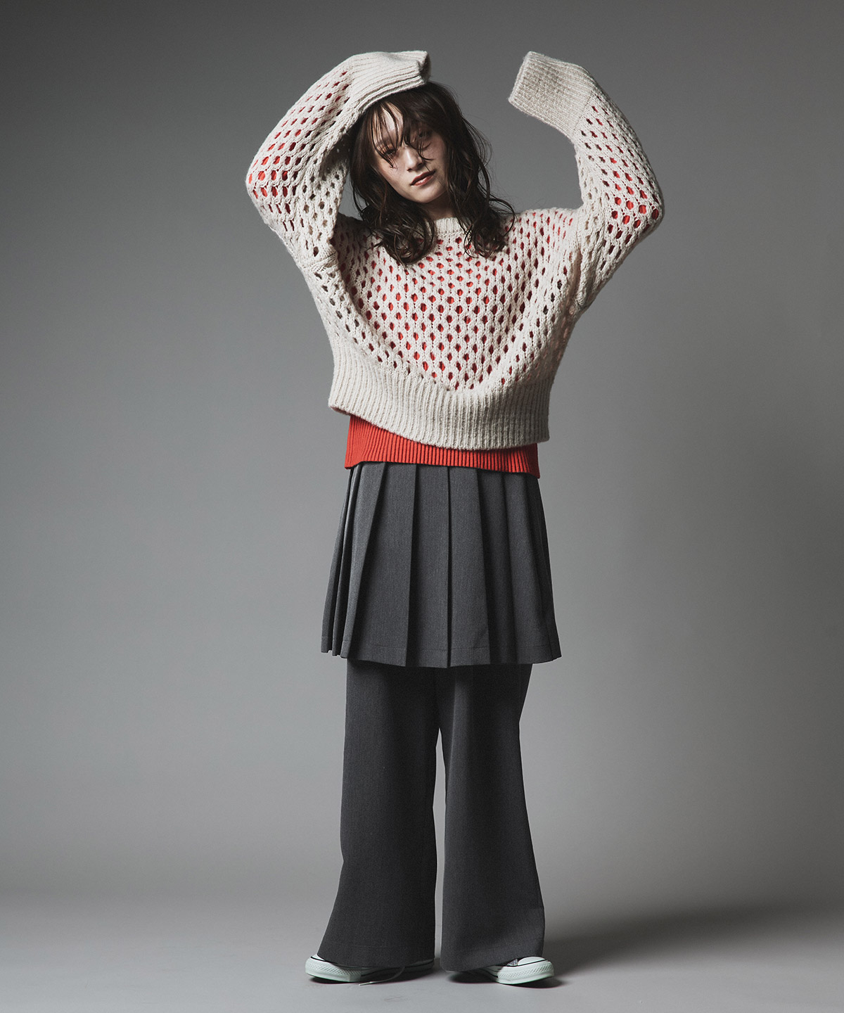 リンクルフリーツイルスカートパンツ 全3色