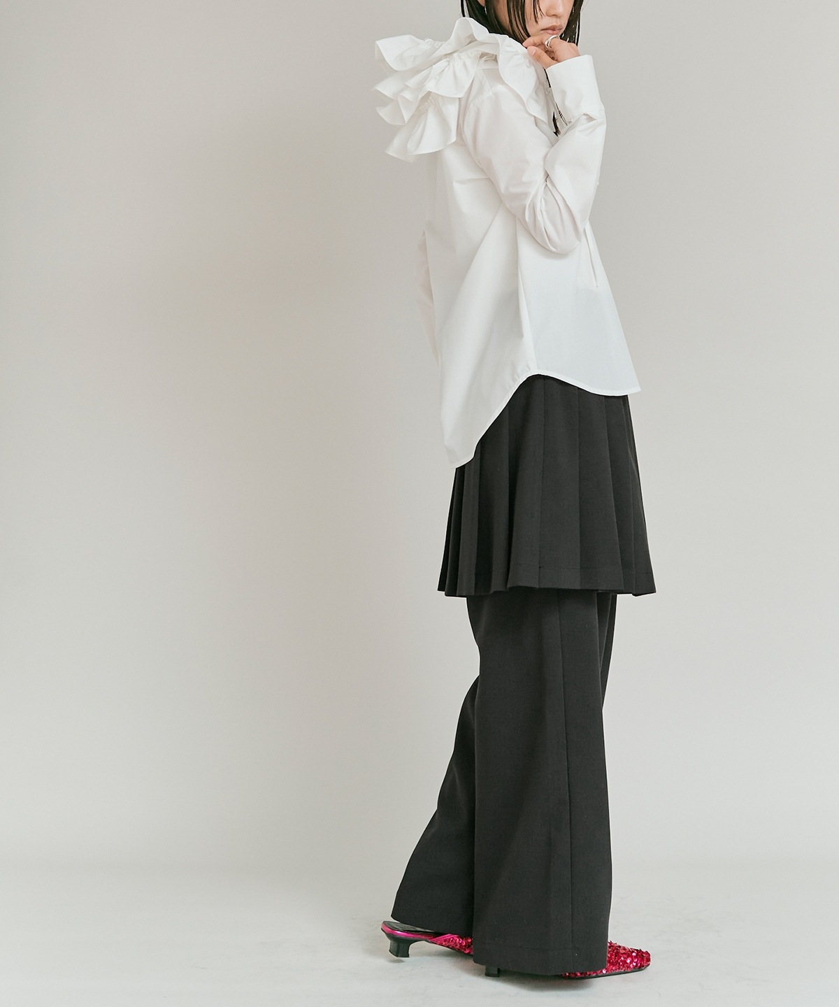 リンクルフリーツイルスカートパンツ 全3色